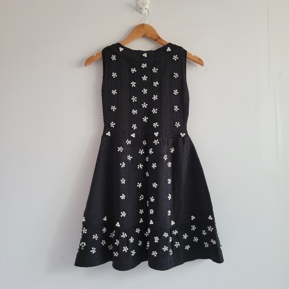 Selah Wang Pearl Embellished Black Knit Dress